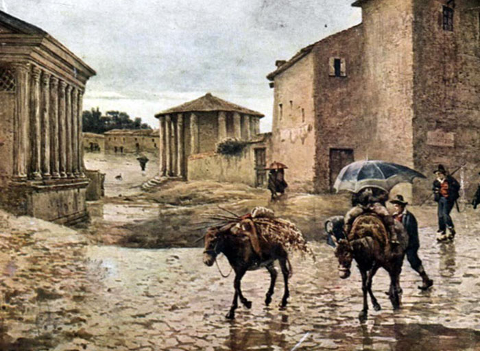 Ettore Roesler Franz,Via di Ponte Rotto, forum boarium (environ 1880)
